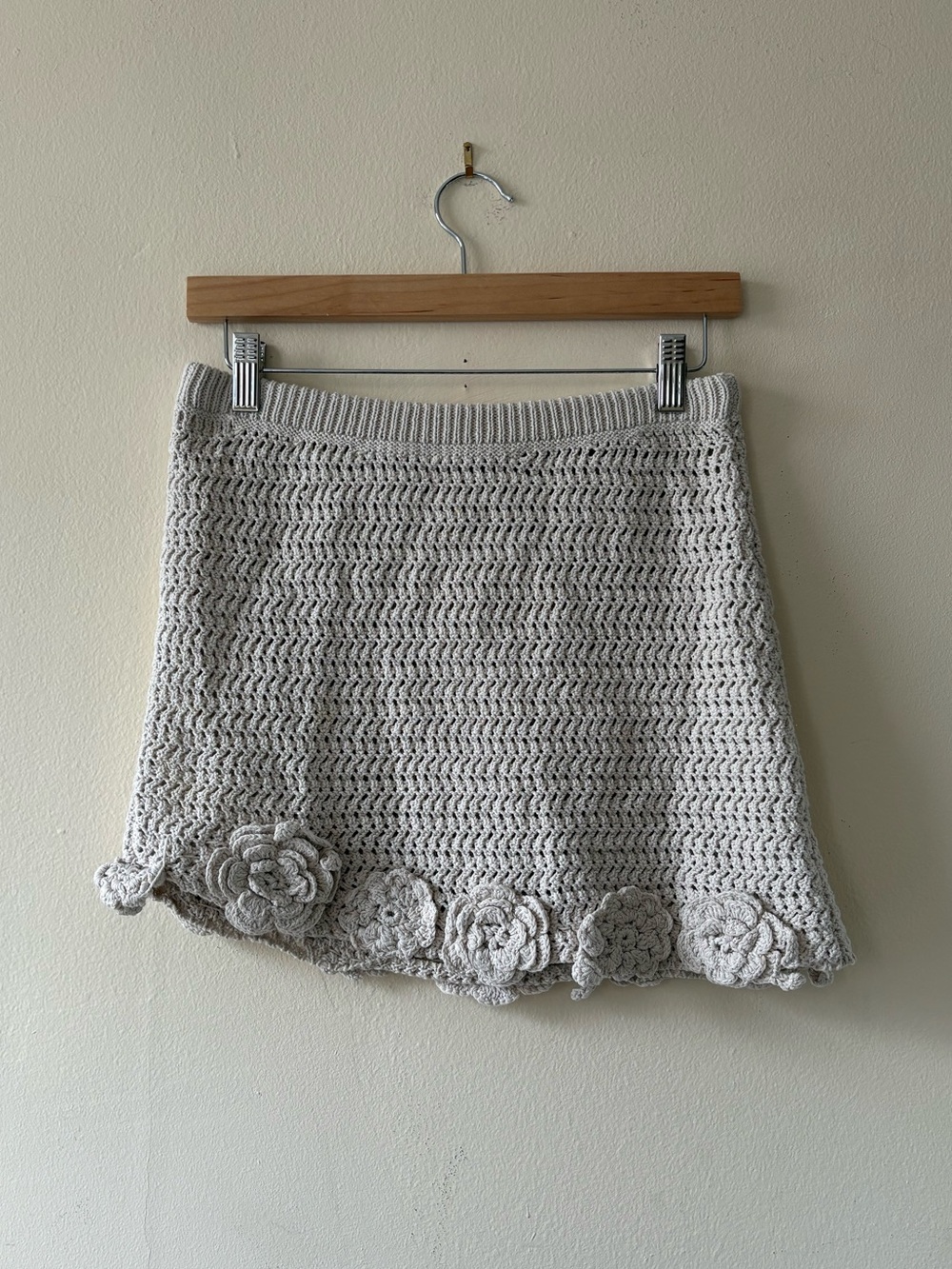 Free People Flora Crochet Cream Mini Skirt